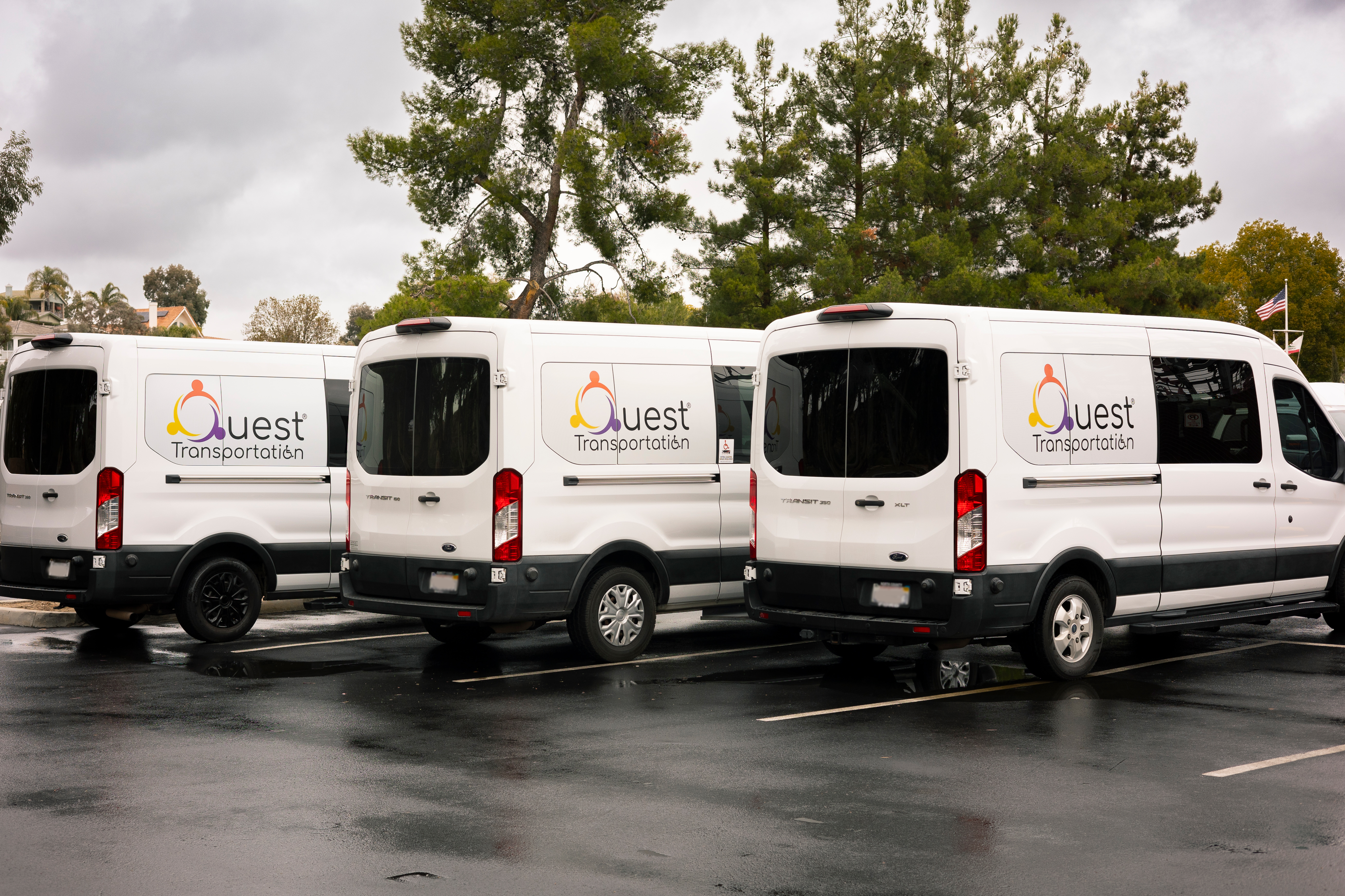 A Quest Transportation Ford E-350 cutaway. Aftermarket upfit shown.